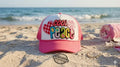 Retro "Cool Peace" Custom Patchwork Trucker Hat - Vibrant Pink